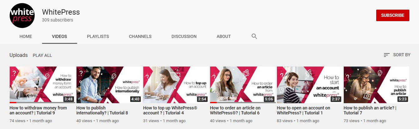 YouTube overzicht WhitePress
